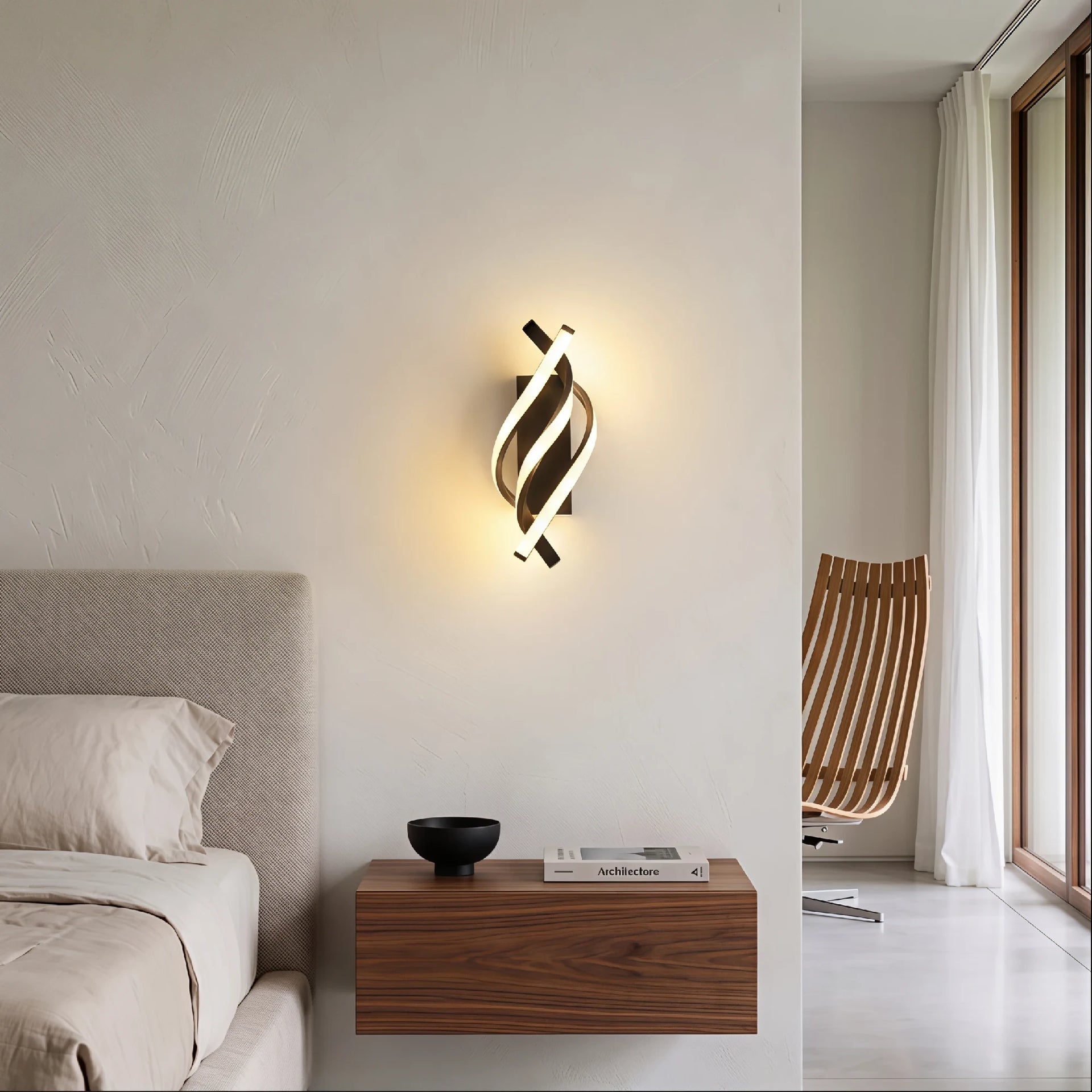 LumoraLicht Moderne Kreative Spiral Acryl-Metall LED Wandleuchte für Flur, Treppenhaus - Wandlampe stufenlos dimmbar,mit Fernbedienung,20W