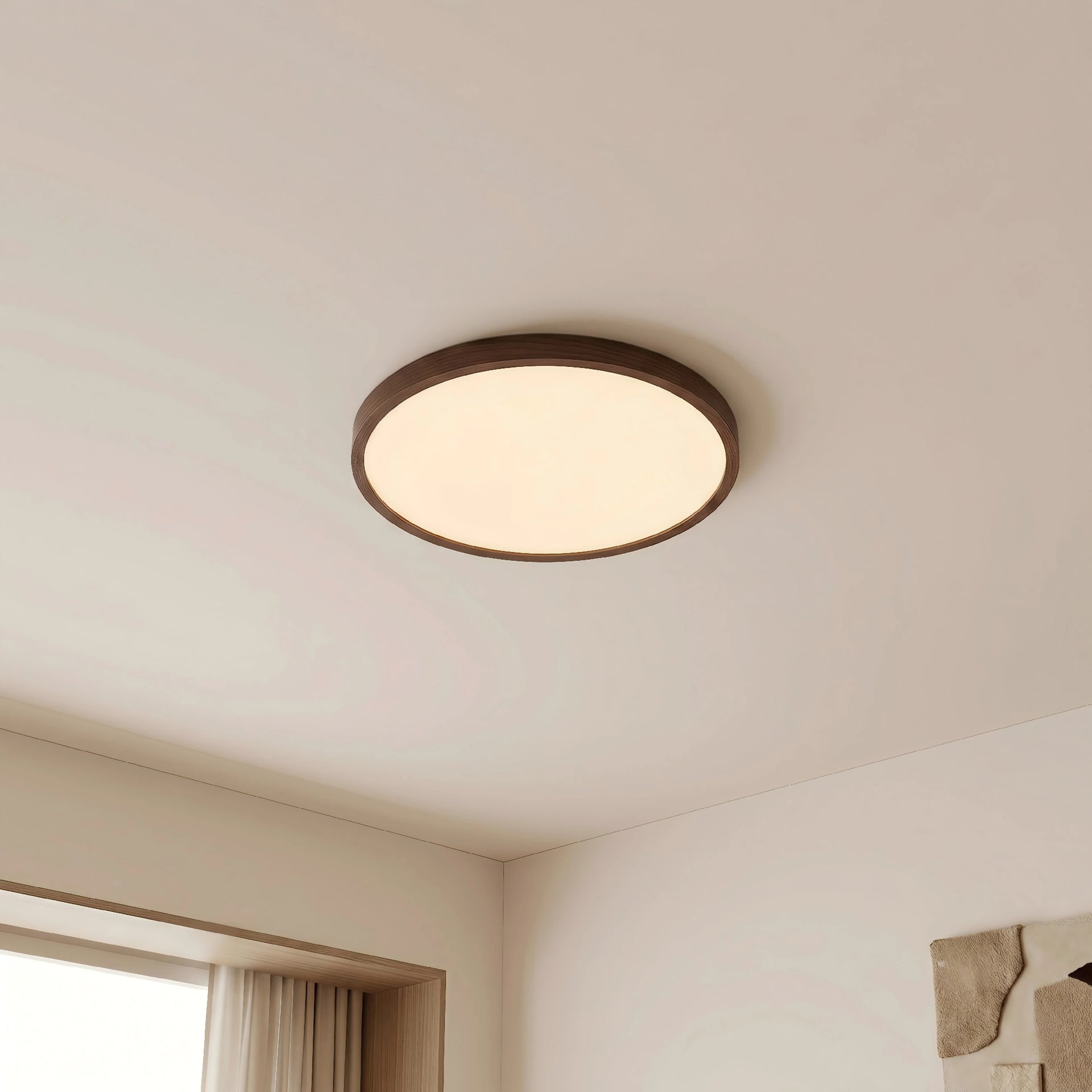 LumoraLicht Moderne Runde Holzoptik Vollspektrum LED Deckenleuchte für Schlafzimmer, Wohnzimmer - Deckenlampe stufenlos dimmbar,Acryl,ultraflach
