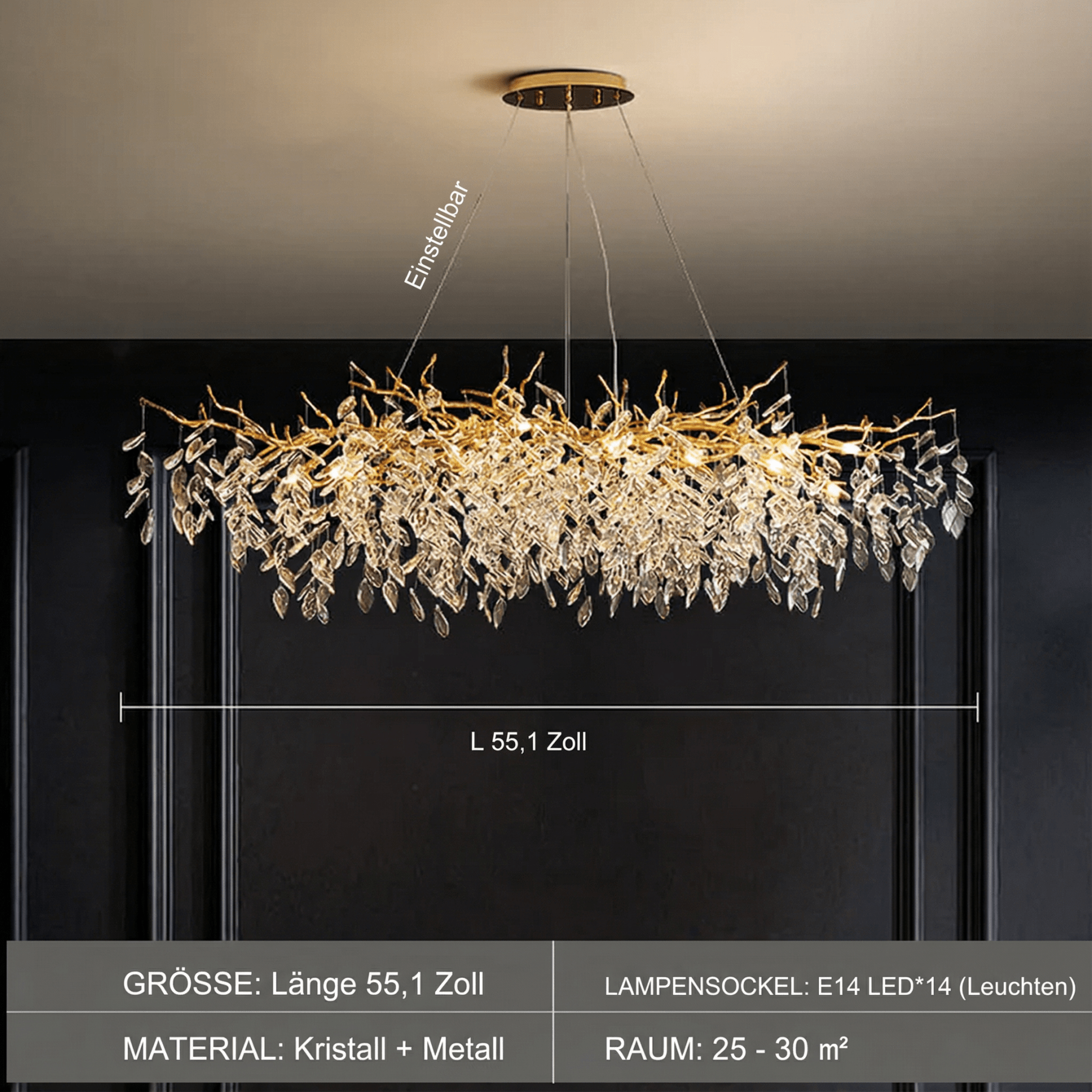 LumoraLicht Moderner Kristall Luxus Deckenleuchter - LumoraLicht