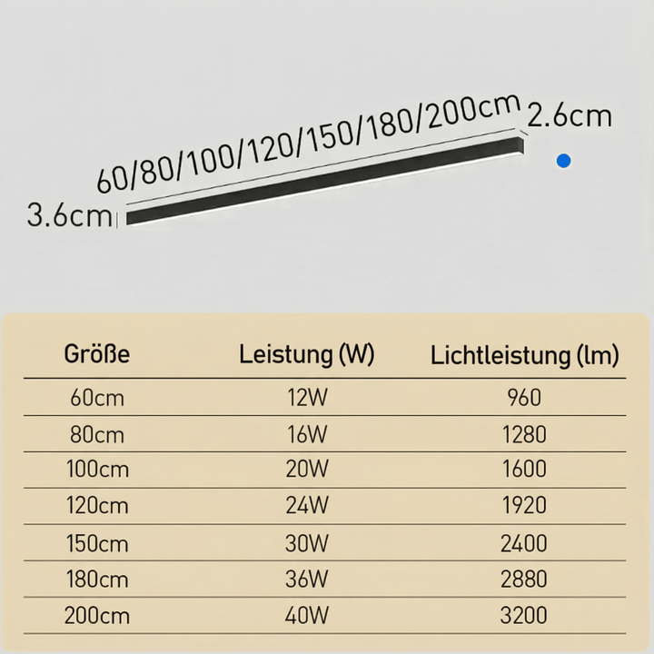 LumoraLicht Moderne minimalistische lange Stab - Deckenleuchte - LumoraLicht