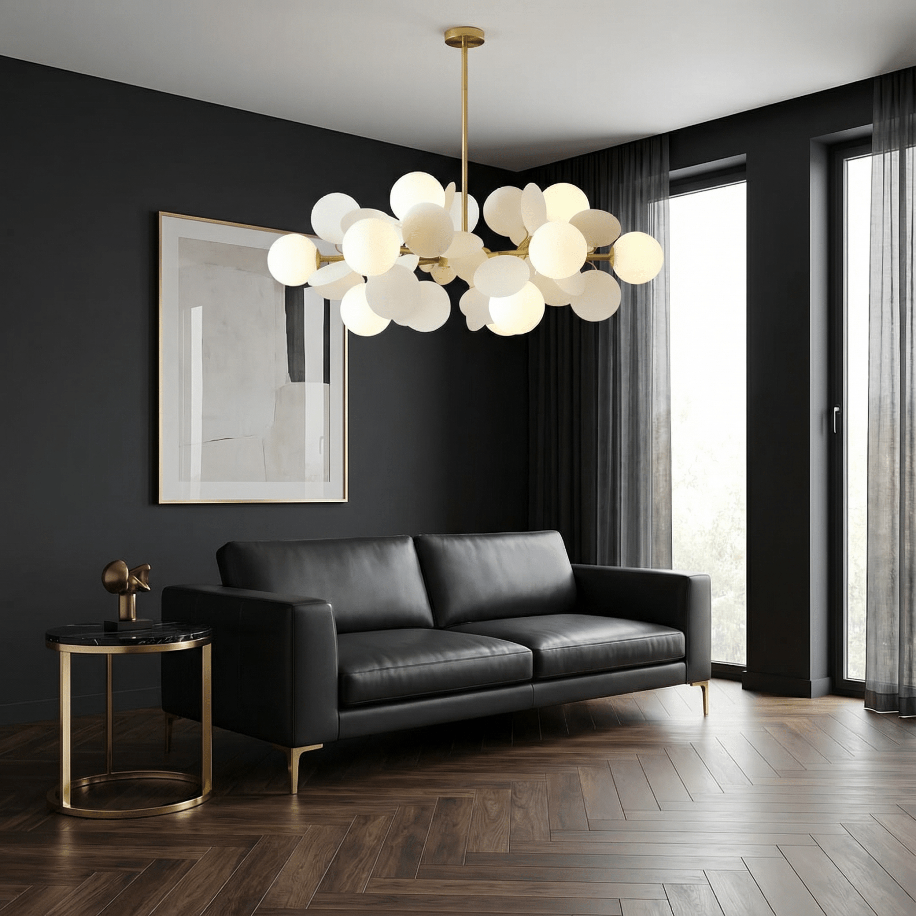 LumoraLicht Moderner Kronleuchter mit runden Glaskugeln - LumoraLicht