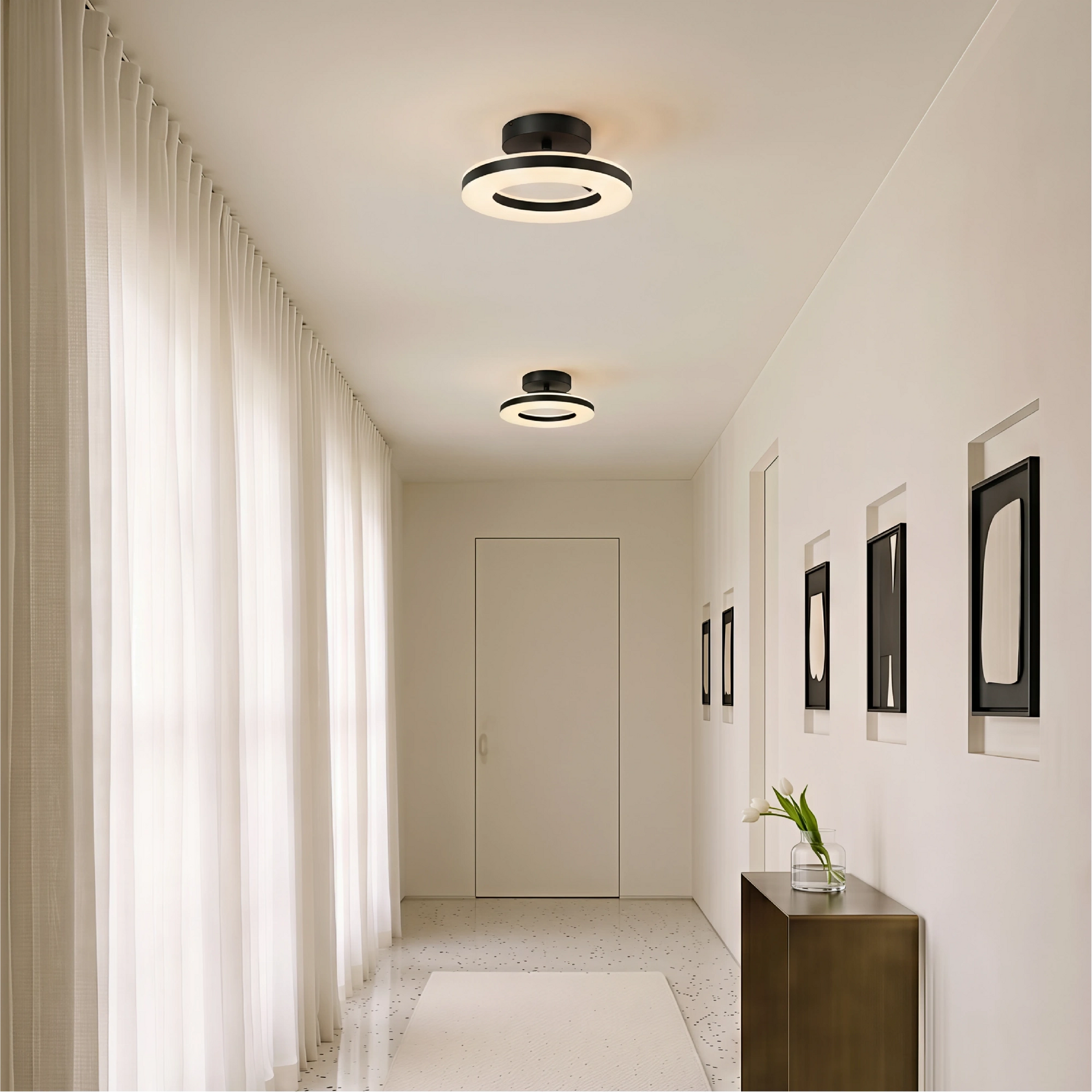 LumoraLicht Moderne Runde Metall LED Deckenleuchte für Flur, Wohnzimmer - Deckenlampe gold,rund,flach
