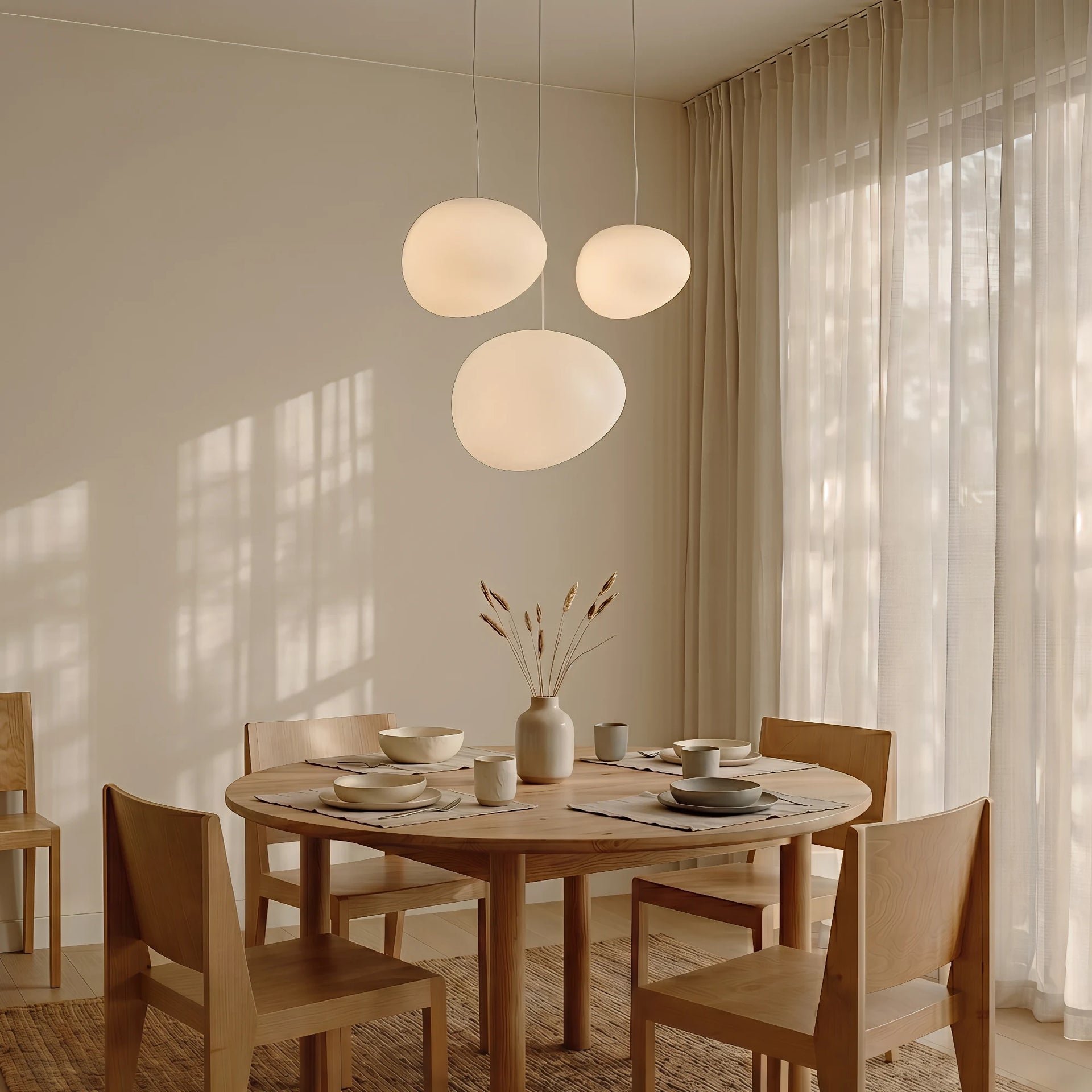 LumoraLicht Skandinavische Pebble Glas LED Pendelleuchte für Esszimmer, Wohnzimmer - Hängeleuchte warmweiß 3000K,Glas,rund