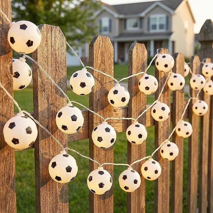 LumoraLicht Kreative Fußball-Design LED Lichterkette für Garten, Terrasse, Fanparty - Gartenleuchte warmweiß/RGB,IP44,PC-Kunststoff