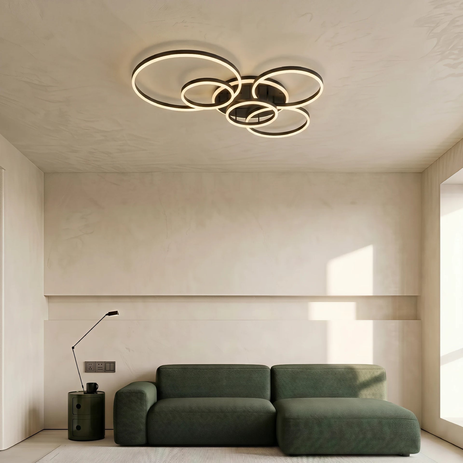 LumoraLicht Skandinavische Ring Acryl LED Deckenleuchte für Wohnzimmer, Esszimmer - Deckenlampe dimmbar