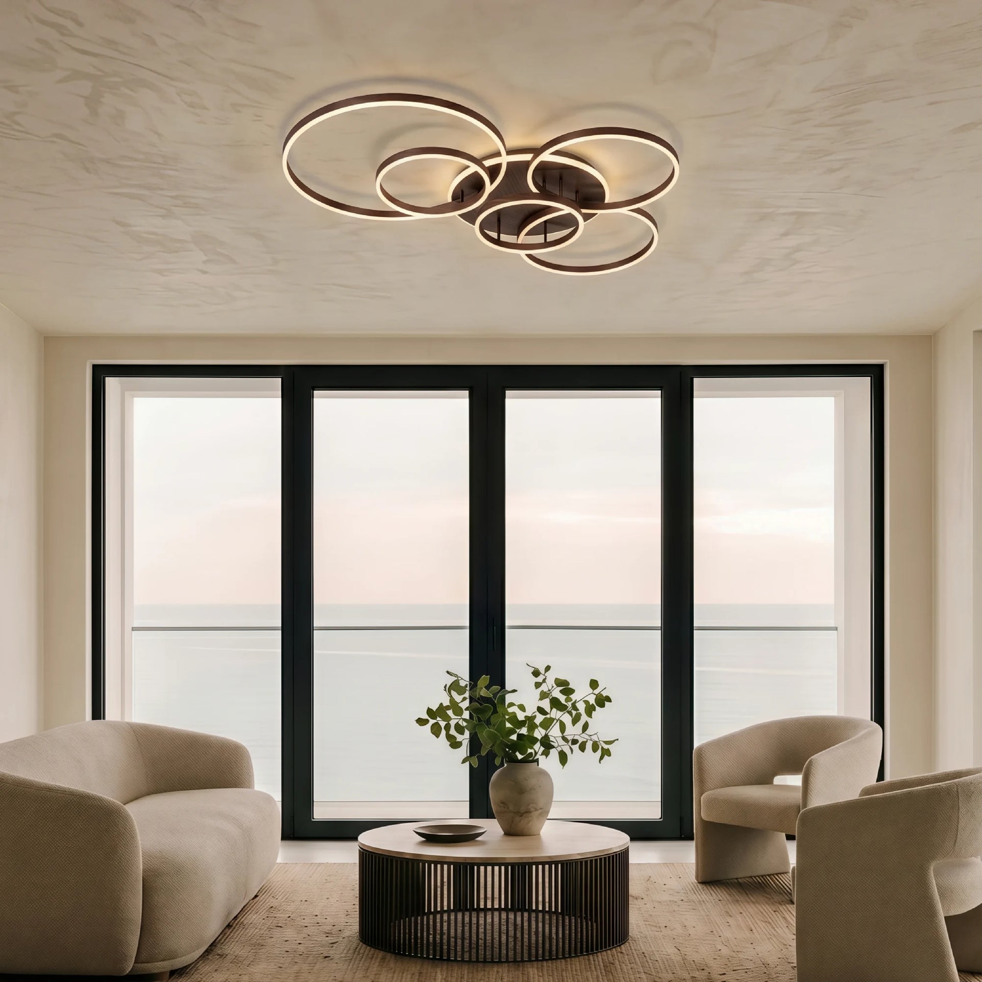 LumoraLicht Skandinavische Ring Acryl LED Deckenleuchte für Wohnzimmer, Esszimmer - Deckenlampe dimmbar
