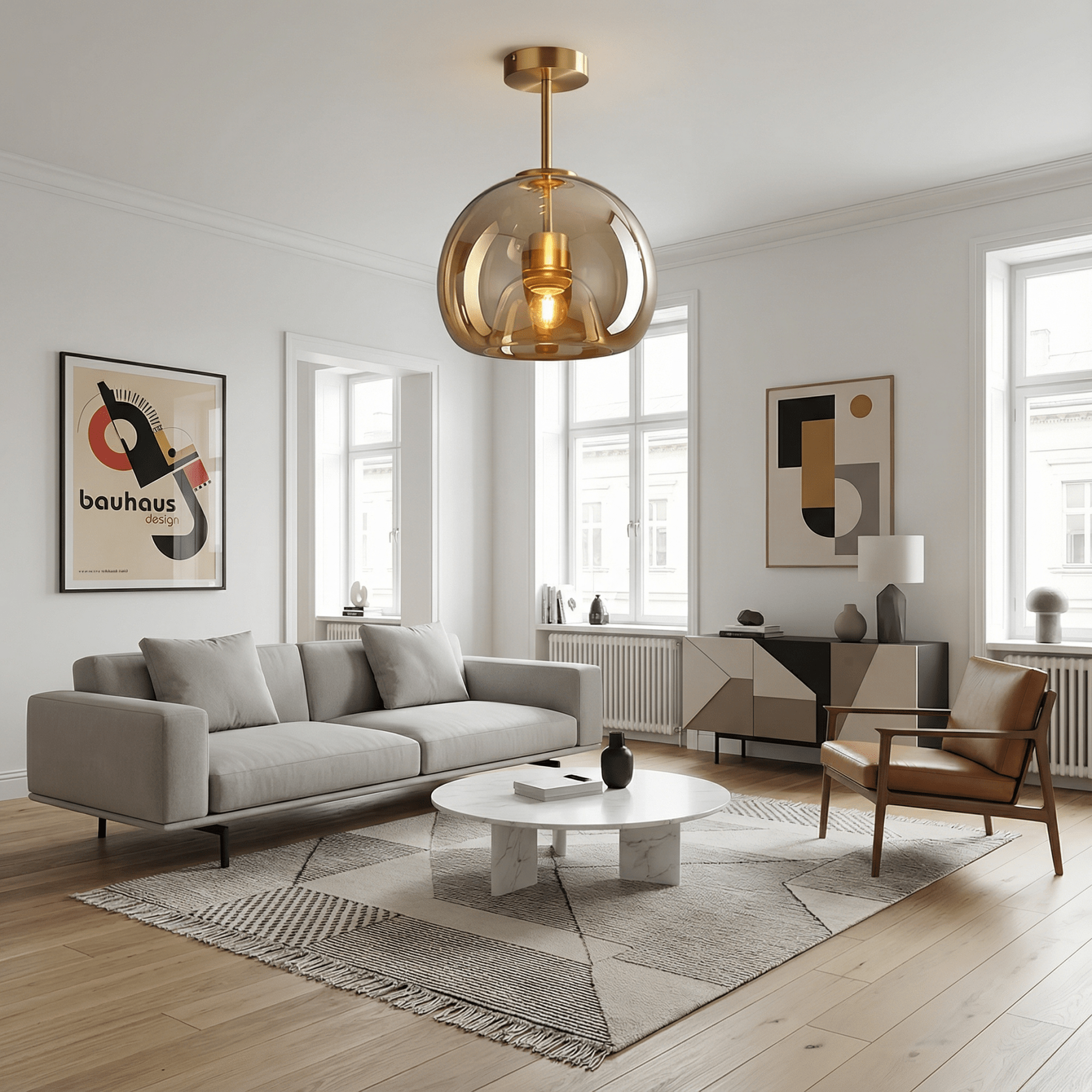 LumoraLicht Moderne Einfache Deckenleuchte Aus Kupfer Und Glas - LumoraLicht