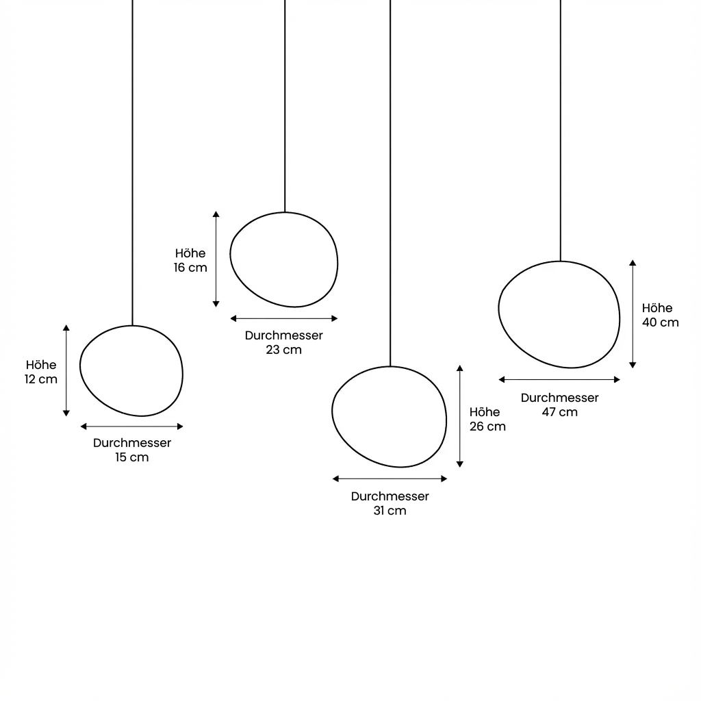 LumoraLicht Nordische Pendelleuchte Weiße Kieselsteine - LumoraLicht