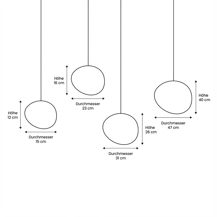 LumoraLicht Nordische Pendelleuchte Weiße Kieselsteine - LumoraLicht