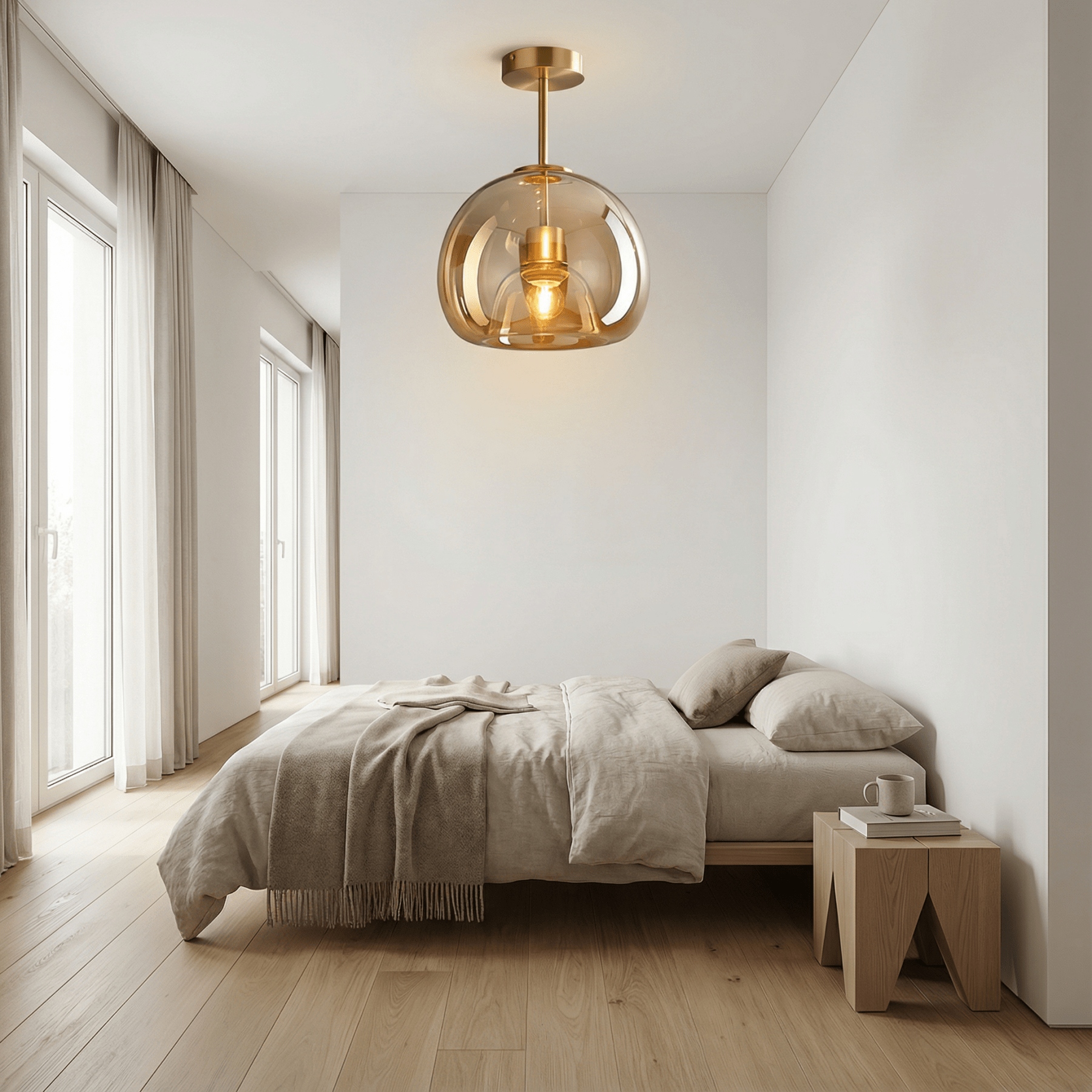 LumoraLicht Moderne Einfache Deckenleuchte Aus Kupfer Und Glas - LumoraLicht