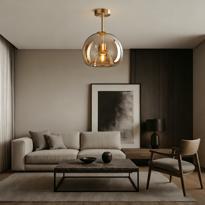 LumoraLicht Moderne Einfache Deckenleuchte Aus Kupfer Und Glas - LumoraLicht