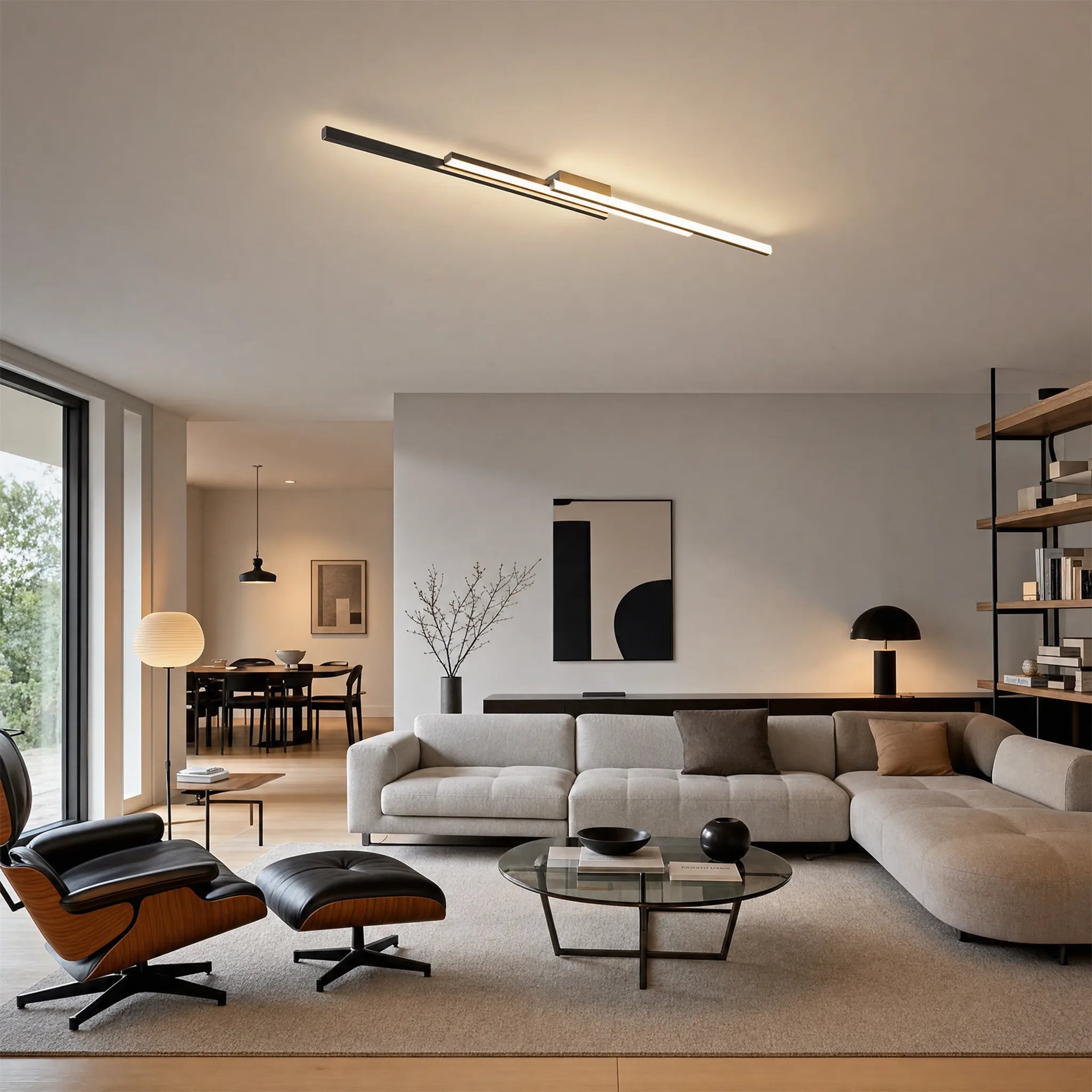LumoraLicht Moderne Lineare Metall LED Deckenleuchte für Flur, Diele - Deckenlampe stufenlos dimmbar,Metall,schwarz,weiß,länglich